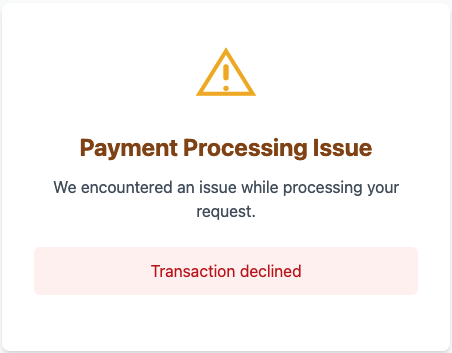Payment issue screen