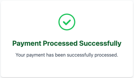 Payment success screen